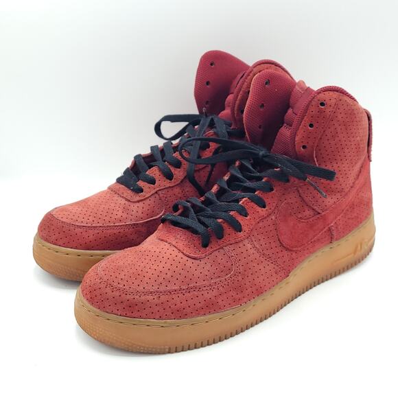 Nike Air Force 1 HI Suede Team Red Suede Gum Rare 749266-600 women's size 12 - Picture 1 of 9
